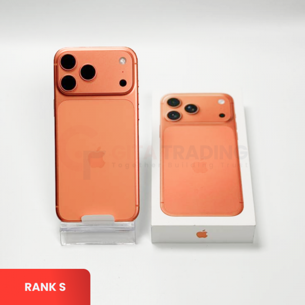 APPLE iPhone 17 Pro Max  5G Cosmic Orange - Sim Free (SIM Fisik) | Silent Camera & Single SIM | Battery Health: 100% | ROM: 512GB | IMEI: 353927617855710 | RANK S